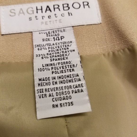 Sag Harbor Blazer Open Front Beige Blazer 14P Jacket Suit Coat - Picture 4 of 5
